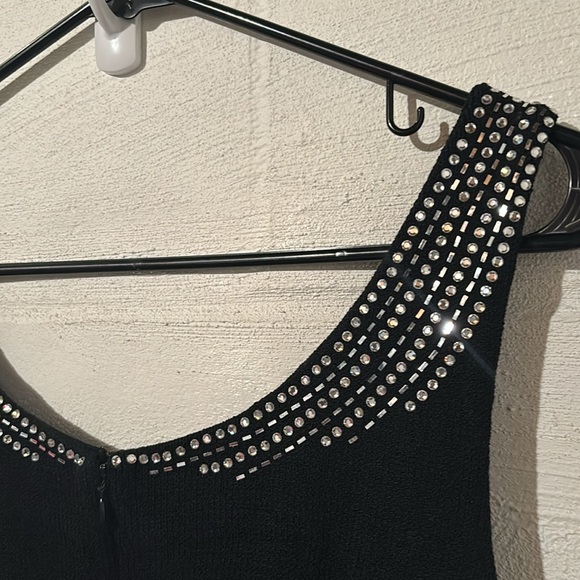 Vtg St. John Evening Black Cocktail Knit Dress embellished straps size 8 - Picture 10 of 13